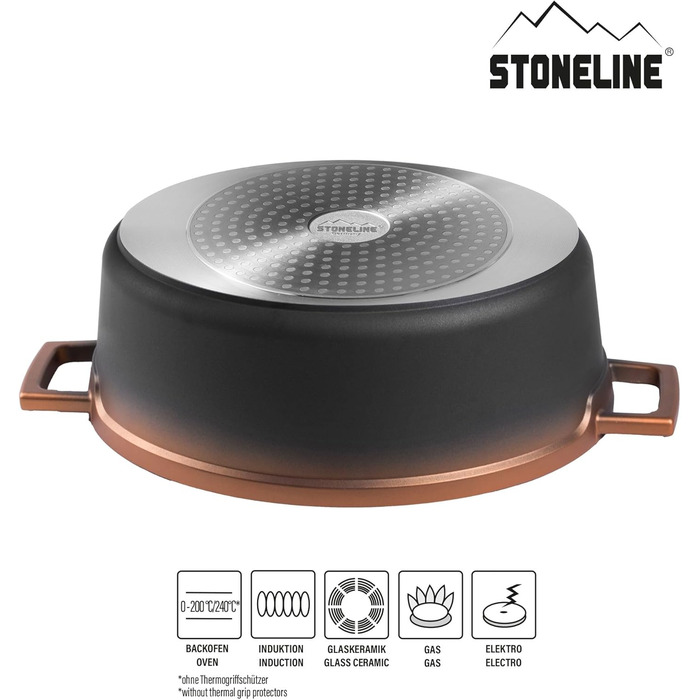 Каструля для запікання з кришкою індукційна 32 см, 6,6 л, лита алюмінієва каструля, покрита частинками справжнього каменю, каструл