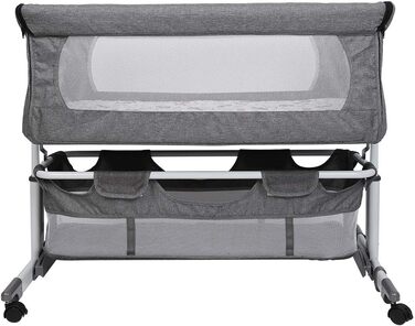 Дитяче ліжечко-тумбочка та окремостояче ліжечко, дитяче ліжечко-тумбочка для звичайних ліжок та ліжок з пружинним матрацом та колесами, дитяче ліжко Parents&39 Pride Complete Set (92 58 7090 см (сіро-біле))