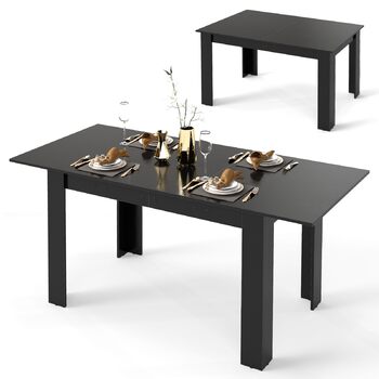 Розсувний обідній стіл COSTWAY, 120/158 x 70 см, Кухонний стіл для 4-6 осіб, Прямокутний обідній стіл для їдальні, Кухня, Чорний