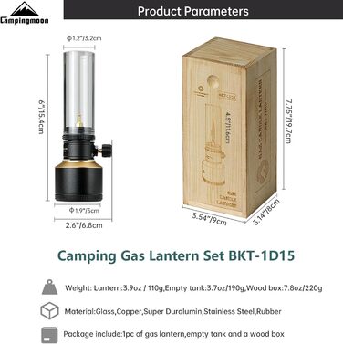 Портативний газовий ліхтар Campingmoon для кемпінгу, намету, свічки (BKT-1D15)