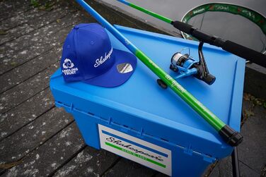 Коробка для сидіння Shakespeare дуже водостійка, велика місткість для зберігання снастей подвійний механізм блокування, надзвичайно глибока кришка для солоної та прісної води, синій колір