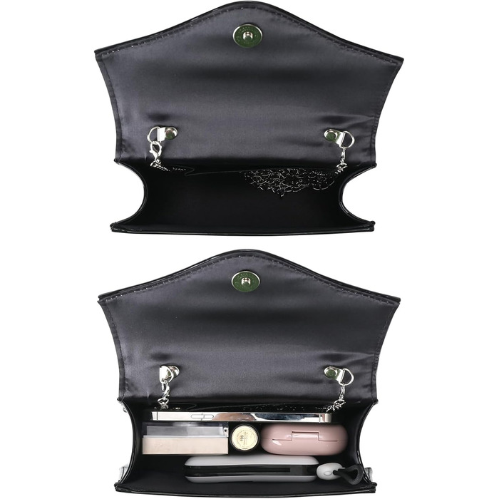 Жіноча вечірня сумка Milisente зі штучної лакованої шкіри для весілля, маленька сумочка-клатч з ланцюжком через плече, чорна