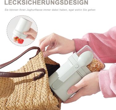 Набір контейнерів для сніданку та обіду To Go, 450 мл 250 мл контейнер для йогурту та мюслі з ложкою, герметичний стакан для мюслі та йогурту, ланчбокс (світло-сірий)