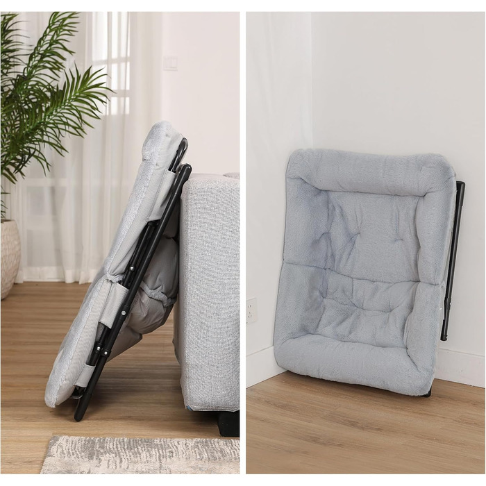 Розкладне крісло-блюдце, зручне крісло зі штучним хутром, розкладне крісло для відпочинку для підлітків та дорослих, великі крісла для читання у вітальні, спальні, гуртожитку, сірий