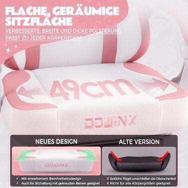 Ергономічне ігрове крісло Dowinx з підставкою для ніг, ігрове крісло з тканини &quotкотяча лапа&quot, дизайн сидіння без крил, регульоване ігрове та комп&39ютерне крісло, рожеве ігрове крісло з котом, для дорослих, червоне