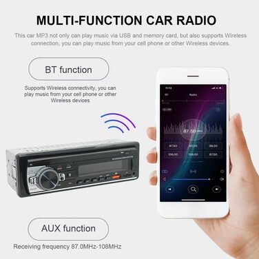 Автомобільний Bluetooth MP3-плеєр FM-радіо Стерео гучний зв'язок Стереоплеєр Світлодіодне підсвічування Дисплей USB Зарядка CD-програвач Міцний Простий у використанні, 12V