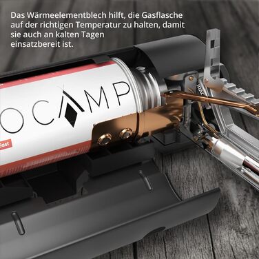 Плита для кемпінгу EVOCAMP, газова плита для кемпінгу складна з сумкою для перенесення, газова плита для кемпінгу складна з теплопровідною пластиною, плита для кемпінгу з п'єзопідпалом з теплопровідною пластиною без газових картриджів