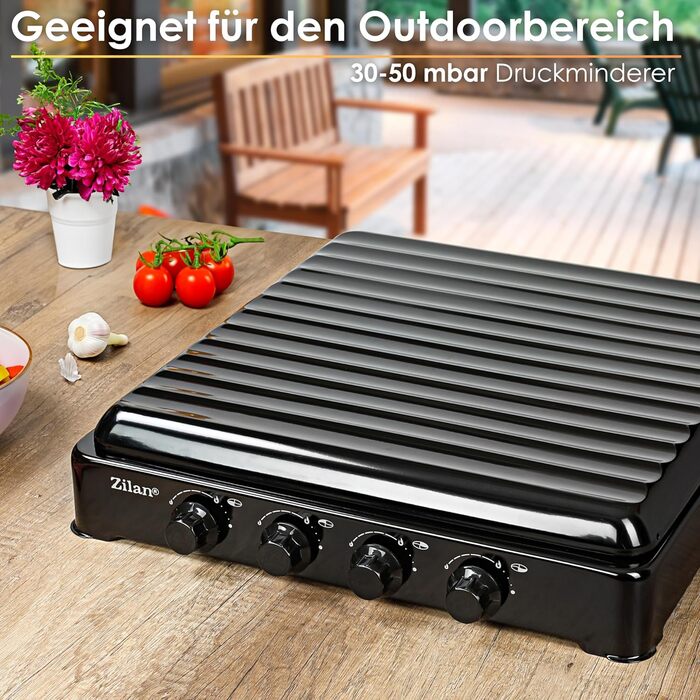 Газова плита на 4 конфорки Кемпінгова піч Піч 30/50 мбар Газ пропан Варильна поверхня Газова плита Газова варильна поверхня Похідна піч