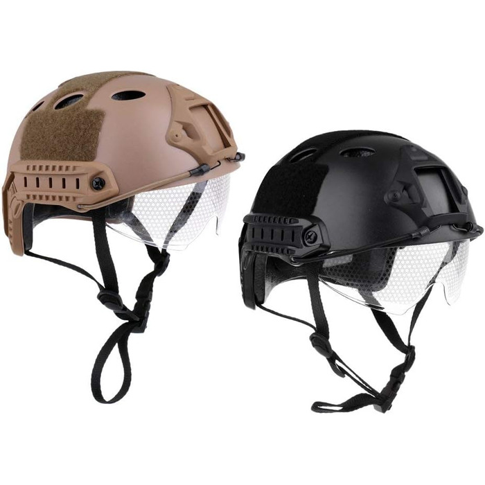 Легкий тактичний шолом швидкого захисту з висувним козирком для страйкболу, пейнтболу, чорний