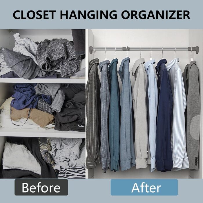 Штанга для одягу Hershii для шафи, натяжна штанга для віконної/душової шторки, свердління не потрібне, телескопічна штанга з нержавіючої сталі, висувна штанга для гардеробу, діаметр трубки 25,4/22,2 мм, 40-60 см, колір слонової кістки, сірий 40-60 см