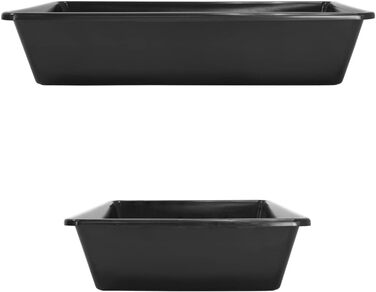 Пластикова ванна/миска, 20 л, пилова/пісочна ванна, пластикова ванночка для ніг, прямокутна, 60x40x12 см, чорна, місце для зберігання, 2 шт., 2 шт.
