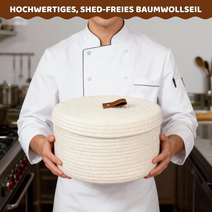 Набір із 2 круглих кошиків для зберігання з бавовняного шнура з кришками, маленьких плетених кошиків з кришками, декоративних полиць-кошиків для іграшок та косметики (28 x 16,5 см/23 x 12,5 см, білий)