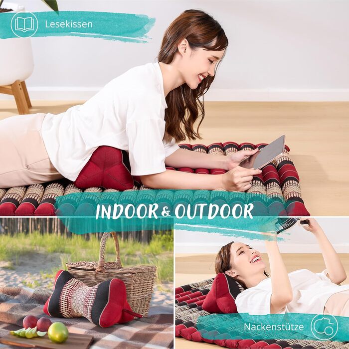 Подушка у формі кістки Ø 15x32 см зі 100 натуральним наповнювачем з капоку (червона/чорна)