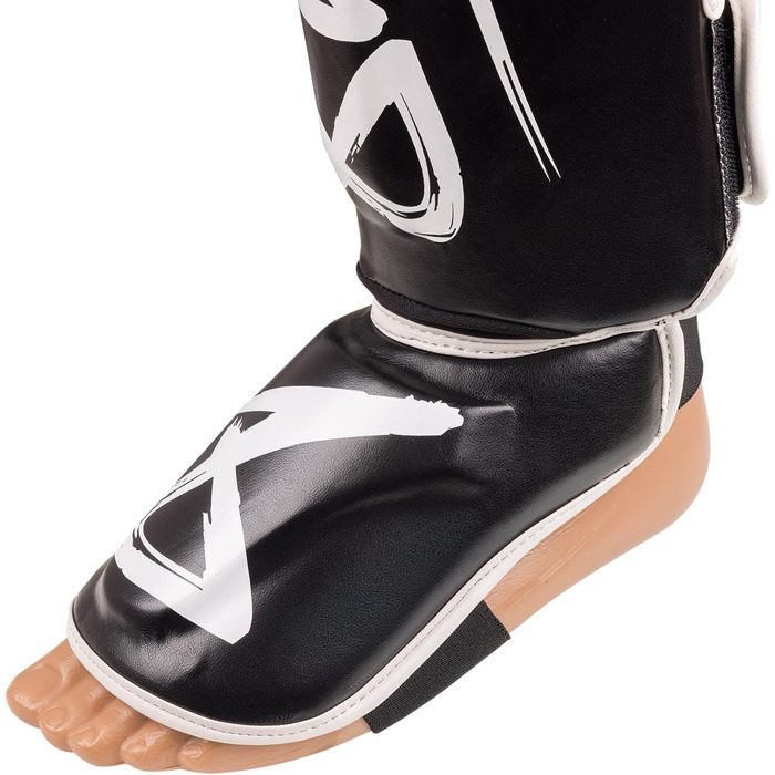 ВИРОБІВ ЗБРОЇ Щитки для гомілок Unlimited 2.0, чорно-білі, для тренувань та змагань, високоякісна синтетична шкіра та ідеальна амортизація, муай-тай, K1, MMA, карате та кікбоксинг, 8