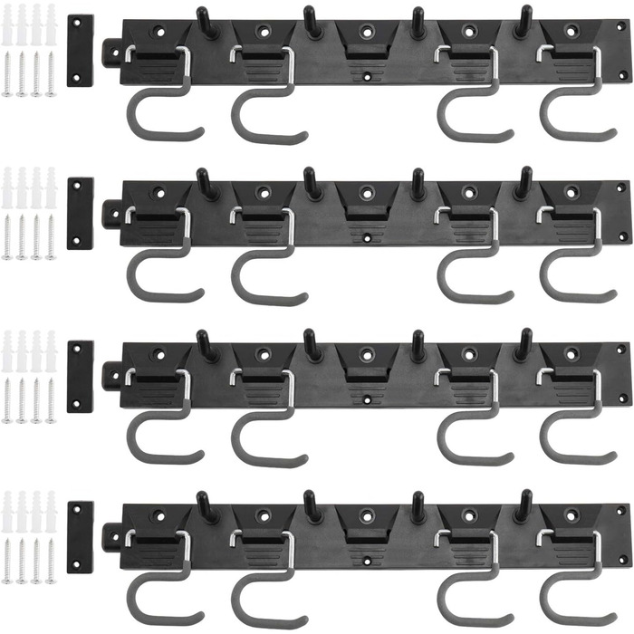 Тримач для садового інструменту Homtone 162 см, настінне кріплення для гаража металеве з 16 знімними гачками, стійка для інструментів, органайзер для інструментів, настінне кріплення для дому