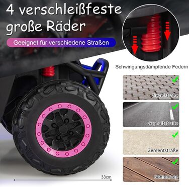 Дитячий 2-місний електромобіль DREAMADE 12V, електромобілі з пультом дистанційного керування 2,4 ГГц, музикою, фарами та USB, елек