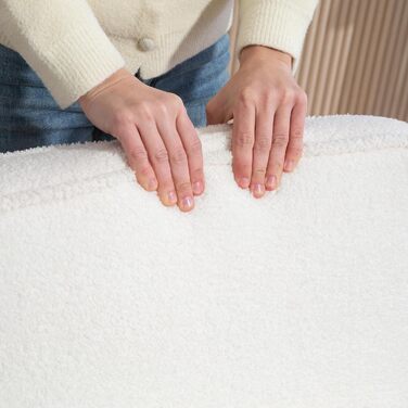 Крісло HOMCOM Крісло для вітальні з підлокітниками, дерев&39яні ніжки, велике та товсте сидіння, крісло-реклама Крісло для читання з декоративною подушкою, вигляд букле, м&39яке крісло для спальні білого кольору