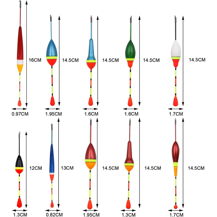 Поплавці рибальські поплавці для рибалки поплавці з рибальським повідцем поплавок для лову форелі 0,6 г-4,5 г Набір поплавців для риби грубої риби та форелі, 10 шт.