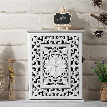 Скринька для ключів Optyuwah дерев'яна скринька для ключів з європейською порожнистою шафою для ключів з 6 гачками для ключів, він