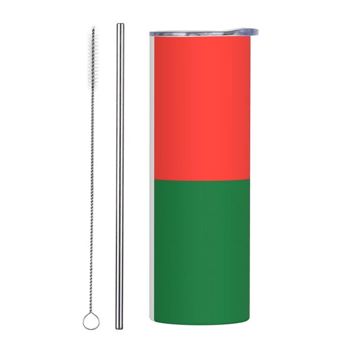 Кухоль з прямою трубочкою, дизайн Прапор Мадагаскару, дорожній кухоль з принтом, підходить для кемпінгу, офісу та дому, 590 мл