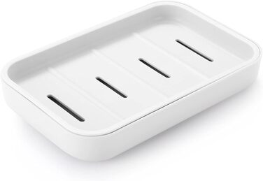 Мильниці для ванної кімнати Мильниця Мильниця зі зливом, дозатор мила для душу, легко миється, суха, зупиняє каламутне мило (біла)