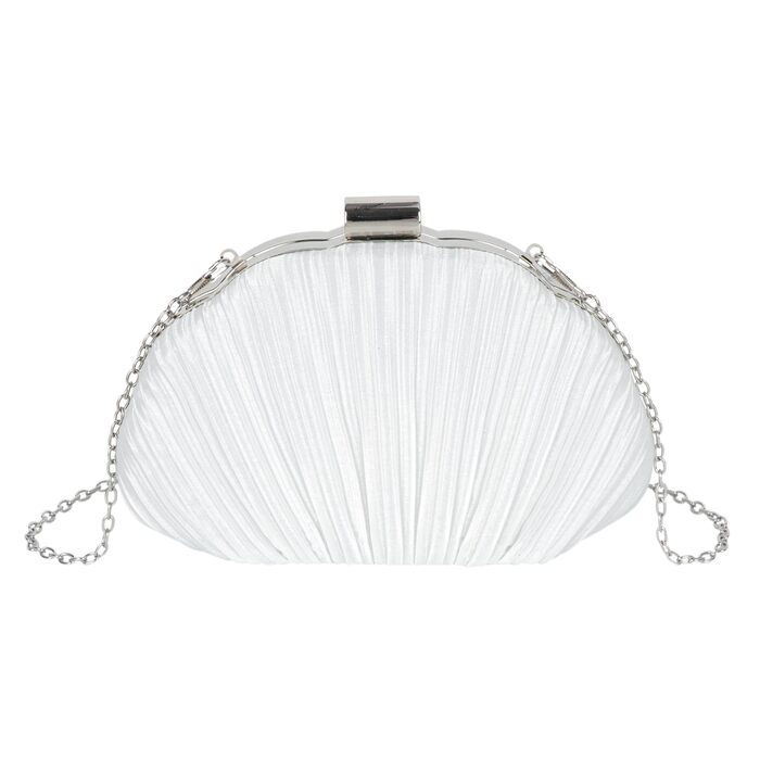 Жіноче клатч з блискітками Мушля, вечірня сумочка зі стразами та ланцюжком для весілля та святкової вечірки, білий