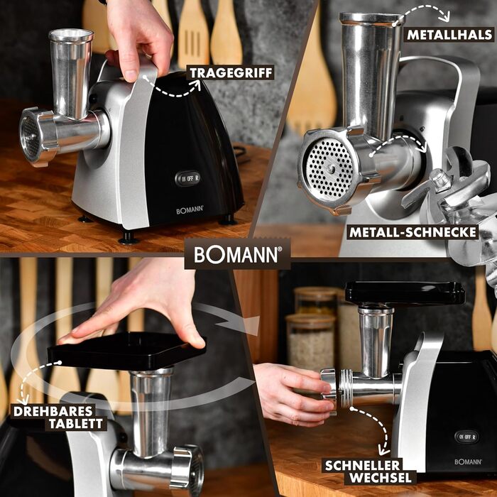 М'ясорубка 1000 Вт з насадкою для печива та пісочного тіста електрична м'ясорубка 3 металеві диски вперед/назад м'ясорубка з ковба