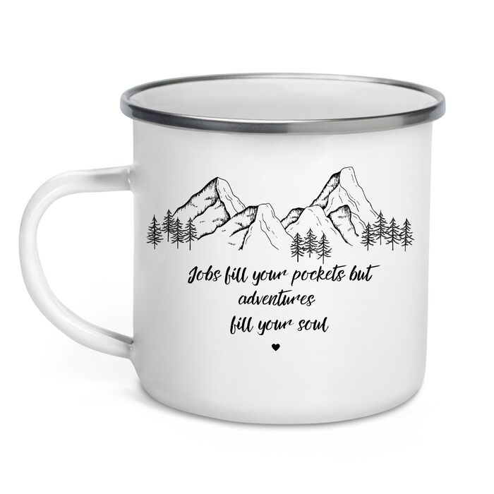 Емальована кружка &quotМаленька Матильда&quot з персоналізованою цитатою або приказкою, емальована кружка, подарунки для каравану для кемперів, емальована кружка, бляшана кружка для кемпінгу, аксесуари для каравану, прикраса для гір (заповнюють вакансії.)