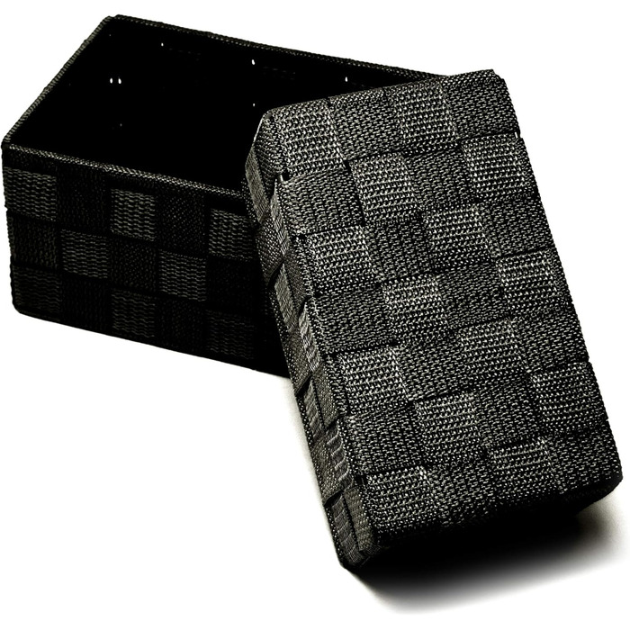 Набір кошиків для зберігання Lashuma з 2 предметів, розміри кошиків 19x10x7 см та 20x13x10 см, кошики для ванної кімнати, що штабелюються, колір чорний