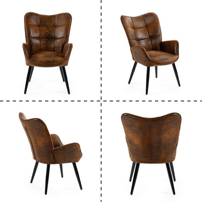 Затишне крісло-реклайнер, м&39яке крісло-реклайнер, одинарний диван з металевими ніжками, крісло з відкидною спинкою для вітальні, спальні, офісного туалетного столика, замша, коричневий