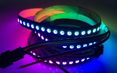 Світлодіодна стрічка Неводонепроникний IP20 RGB Кольоровий колір 5 В Чорна друкована плата, 1M 144 LED APA102