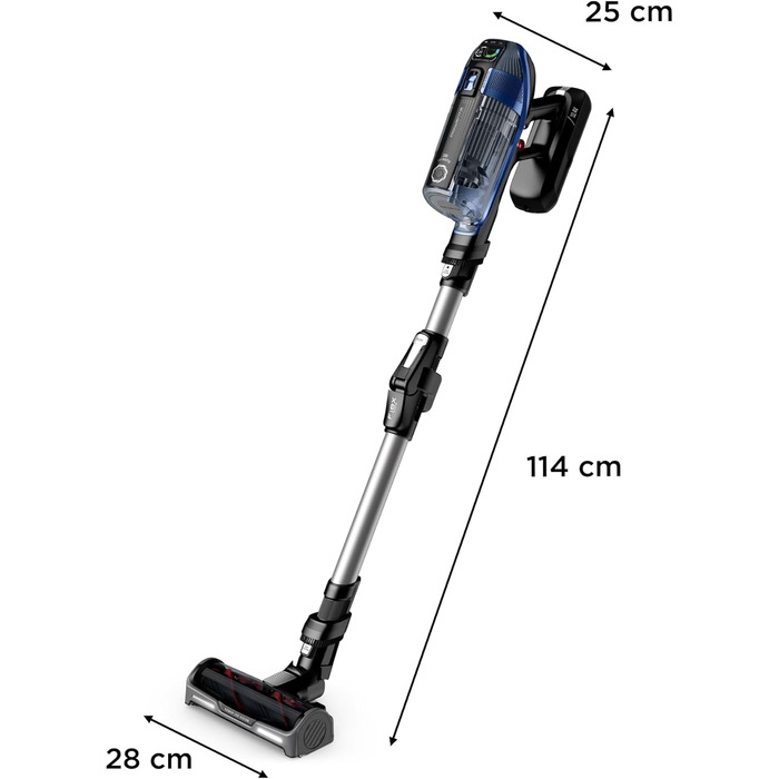 Бездротовий пилосос з функцією миття підлоги, гнучке з'єднання, до 200 Вт і 70 хв роботи від акумулятора, RH99C3WO 70 хв, дуже вис