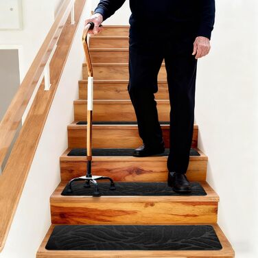 Сходинки для сходів, 15 шт. , протиковзкі, самоклеючі, 55x19 см, багаторазові, ріжучі, захист для сходів у приміщенні для домашніх тварин та дітей - чорні