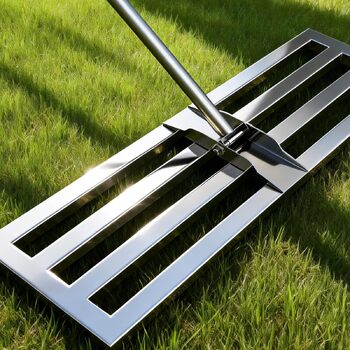 Гребінь для вирівнювання газону 75x25 см міцний вирівнювач з повністю закритою верхньою частиною, стійкий до перекидання, з товстою ручкою, м'яким пінопластовим захватом та матовою сталлю 304.