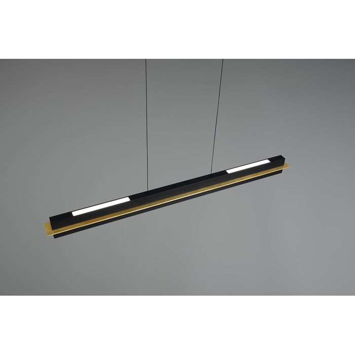 Стеля LED-підвіс Trio Leuchten Emerson 346710180, матовий чорний/золотий метал, 22 Вт LED, регульована висота, плавне налаштування кольору світла, 4-позиційний сенсор