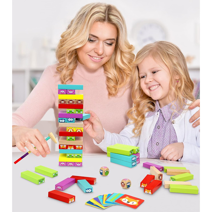 Іграшки Pourbibibi для хлопчиків і дівчаток від 3 4 5 років дерев&39яна іграшка хитка вежа Настільна гра для дітей та сім&39ї Наст