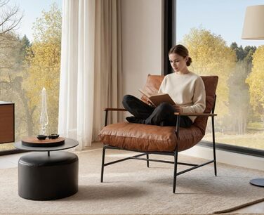 М&39яке крісло, крісло для вітальні, сучасне крісло-реклайнер, крісло для читання зі штучної шкіри, крісло з відкидною спинкою, акцентне крісло з підлокітниками, спальня (коричневе)