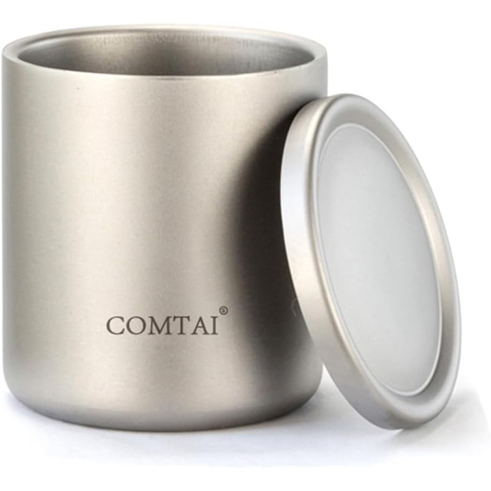 Титанова кружка з подвійними стінками для використання на природі, титанова чашка для води, кружка для кави/чаю з кришкою, для дому, використання на природі, кемпінгу, посуду для активного відпочинку, 300 мл