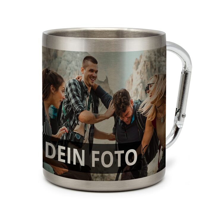 Кухоль з нержавіючої сталі з карабіном, надрукований фотографією - створіть власну фотокухоль