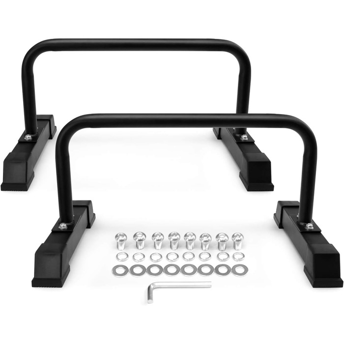 Ручки для віджимань Yes4All, Паралети з дерева/сталею, Великий гриф для віджимань та бруси, Нековзні віджимання, Обладнання для калістеніки для використання в приміщенні та на вулиці, Фітнес, Силові тренування, Тренування з власною вагою, Чорний