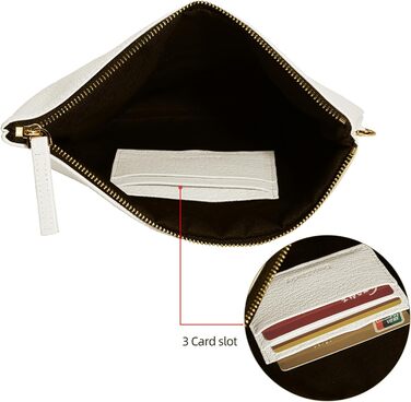 Клатч-гаманець жіночий зі шкіри ягняти, великий, м'який, дизайнерський з ремінцем, колір - світло-бежевий