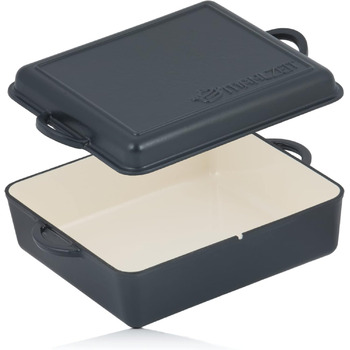 Чавунна емальована жаровня Mahlzeit 10,5 л Blue Berry жаровня 2в1 зі сковородою жаровня з кришкою, безпечна для духовки, емальован