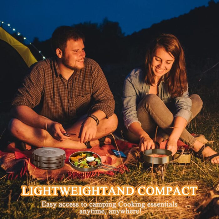 Набір посуду для кемпінгу, відкритий, 2-3 особи, горщик з нержавіючої сталі з посудом, каструля, складна кемпінгова посудина, тарілка для пікніка, походів, кемпінгу, походів, срібного кольору