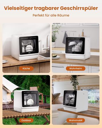 Настільна посудомийна машина з 8 програмами, блокуванням від дітей і відкладеним стартом