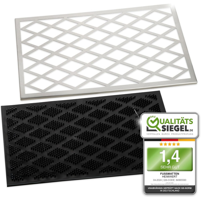 Високоякісний килимок для вулиці з нержавіючої сталі, стійкої до іржі Знімна рама з нержавіючої сталі Гумовий килимок для вловлювання бруду Легко чиститься Ідеально підходить для вхідних дверей 58 x 38 см