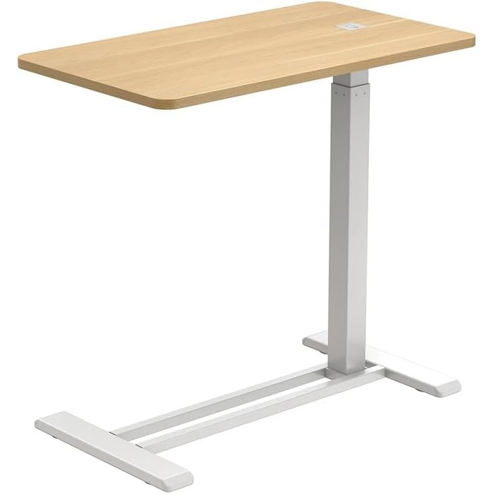 Бічний столик Spacetronik з регульованою висотою, мобільний журнальний столик з прихованими колесами, столик для ноутбука з ручним регулюванням висоти 66106 см, тумбочка для дивана, ліжко (білий/дерево, 80x45 см) білий/дерево 80x45 см