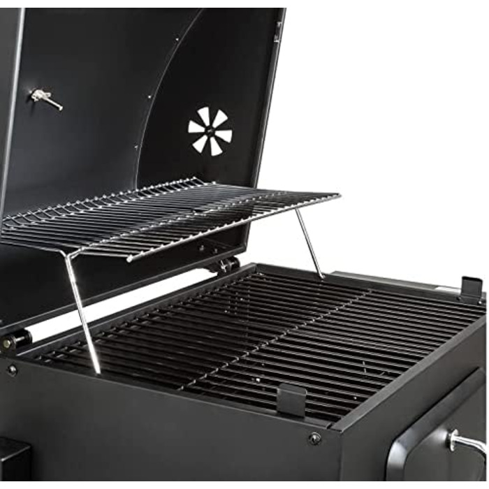 Гриль, візок для барбекю XXL вугільний гриль з кришкою, колесами, ручкою з нержавіючої сталі, решіткою для гриля і термометром вуг