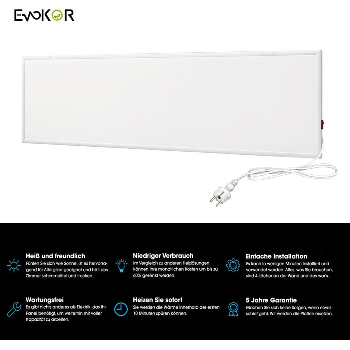Інфрачервоний обігрівач 350 Вт, інфрачервона нагрівальна панель, настінний інфрачервоний обігрівач із захистом від перегріву, електричний настінний обігрівач, енергозберігаючий електричний обігрівач - 1220*320 мм, 350 Вт механічний вимикач