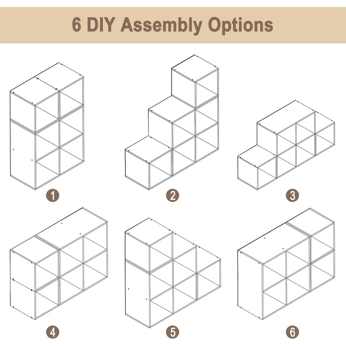 Біла полиця для книг та іграшок, книжкова полиця з 6 відділеннями, шафа для вітальні та спальні, перегородка кімнати з дерев&39яного композиту, кубічна полиця, сходинка 90x90x30 см SK027ws