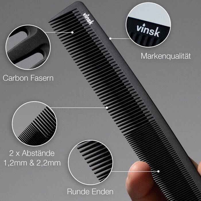 Чоловічий гребінець для бороди та волосся Vinsk Carbon Comb, антистатичний